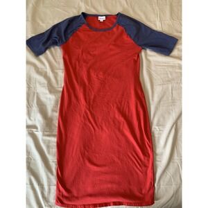 Lularoe Long Long Tee Size Large Red and Blue Short Sleeve ish (see measurement)